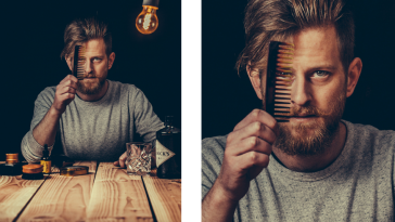 halftotaalbeeld en close-up van een barbier
