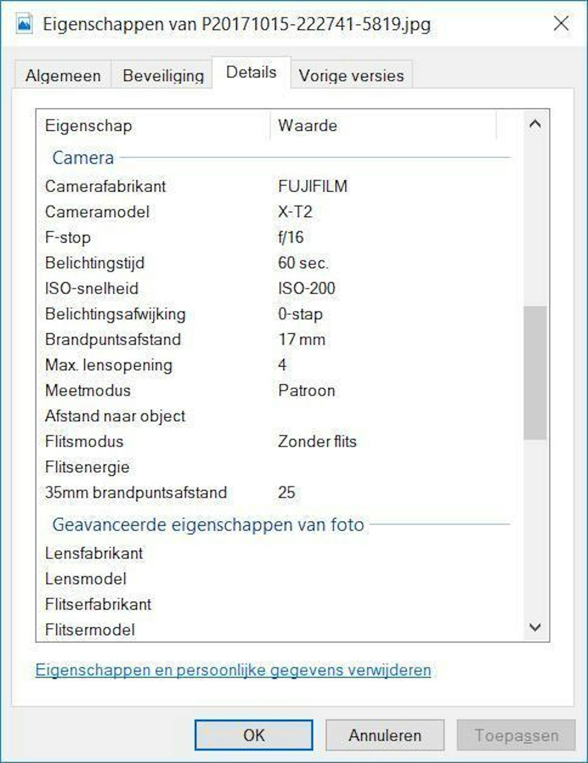 Zelfs via Windows Verkenner of Voorvertoning op de Mac kun je metadata bekijken.