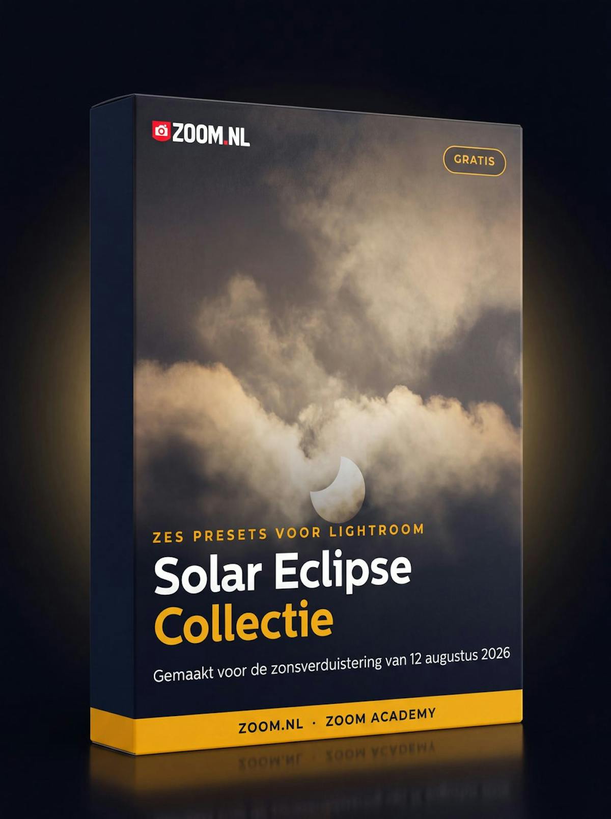 De Zoom Solar Eclipse Collectie, met op de doos een eclipsfoto van Zoomer Slean.