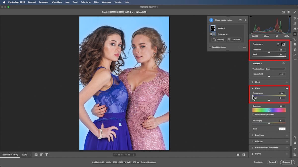 Het masker verfijnen is hier niet nodig, maar je kunt die nieuwe optie wél gebruiken voor een creatief effect. Hier maken we een subtiele halo in de achtergrond.